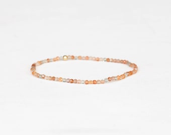 Dainty Sunstone Stretch Bracelet, Double or Triple Wrap Stretch Bracelet