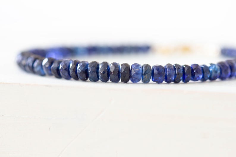 Blue Kyanite Bracelet, Genuine Gemstone Jewelry with Rose Gold Fill or Sterling Silver image 8