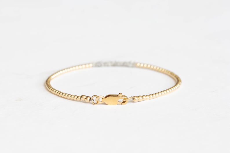 Rough Gray Diamond Bracelet with Rose Gold Fill or Sterling Silver, Dainty Raw April Birthstone Beaded Jewelry image 3