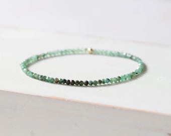 Dainty Emerald Stretch Bracelet: May Birthstone Ombre Jewelry