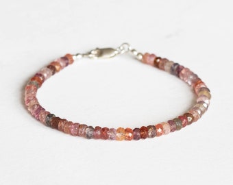 Spinel Beaded Bracelet, Dainty Multi Colored Gemstone Jewelry