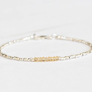 Dainty Fine Silver Bracelet with Imperial Topaz, Skinny Karen Hill Tribe Silver Stacking Bracelet image 2