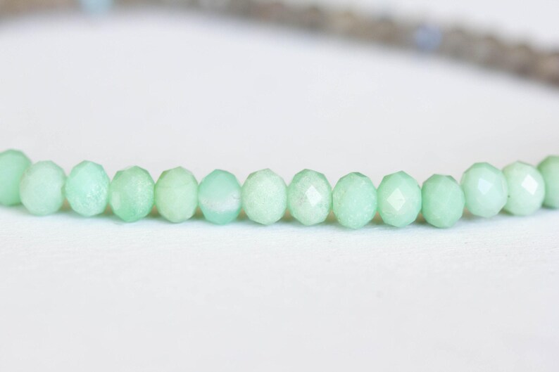 Chrysoprase and Labradorite Stretch Bracelet, Beaded Green Elastic Stacking Jewelry image 5