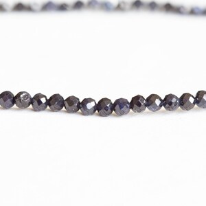Dainty Dark Blue Sapphire Stretch Bracelet, Faceted Tiny Beaded Gemstone Jewelry, September Birthstone image 2