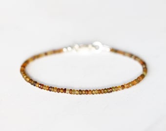 Petro Tourmaline Bracelet, Delicate Brown Gold Gemstone Beaded Bracelet, Petro Tourmaline Jewelry, Sterling Silver Rose Gold Fill