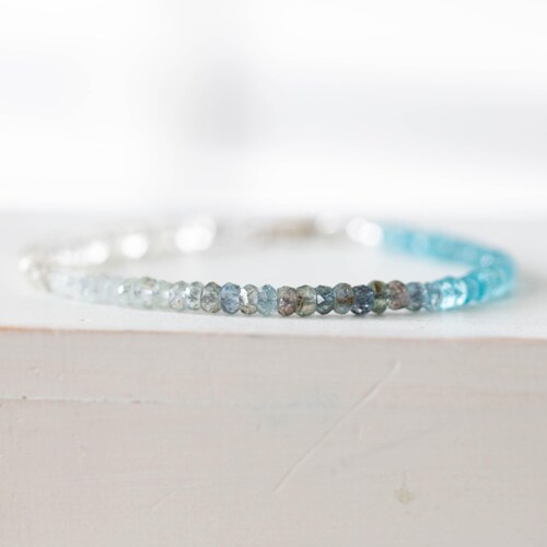 Moss Aquamarin, Apatit & Ceylon Mondstein Ombre Armband