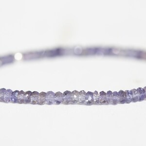 Iolite Stretch Bracelet, Dainty Genuine Blue Gemstone Jewelry image 2