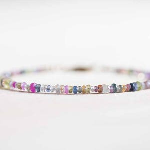 Multi Color Sapphire Bracelet, Rose Gold Fill or Sterling Silver, Delicate Beaded September Birthstone Jewelry image 8