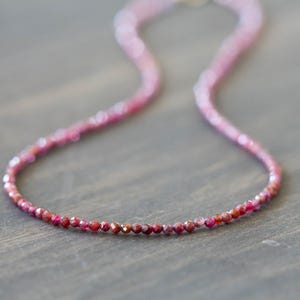 Ruby Necklace: Dainty Shaded July Birthstone Beaded Wrap Bracelet or Choker
