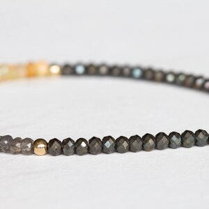 Opal, Pyrite & Labradorite Bracelet, Delicate Gemstone Beaded Bracelet, Labradorite Jewelry, Beaded Pyrite Bracelet, Multi Gemstone Stacking image 7
