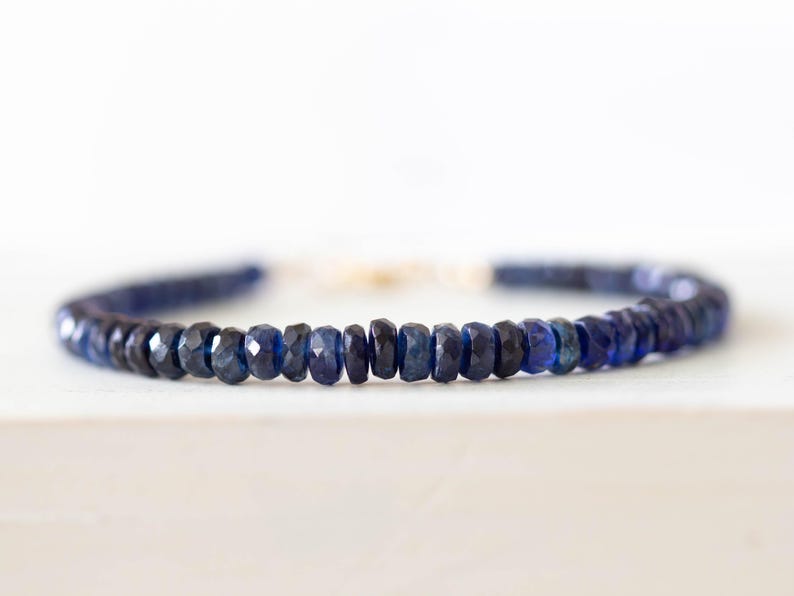 Blue Kyanite Bracelet, Genuine Gemstone Jewelry with Rose Gold Fill or Sterling Silver image 5