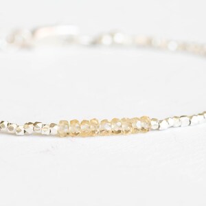 Dainty Fine Silver Bracelet with Imperial Topaz, Skinny Karen Hill Tribe Silver Stacking Bracelet image 3