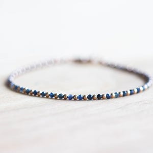 Pulseira de Safira Azul, Prata de Lei, Ouro Amarelo ou Rosé Preenchido, Conjunto de Joias Delicadas com Pedra de Nascimento de Setembro imagem 4