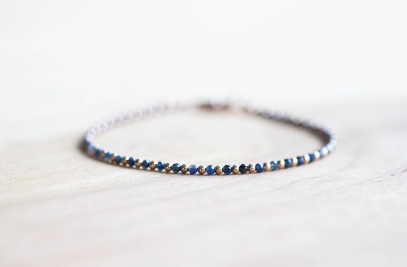 Pulseira de Safira Azul, Prata de Lei, Ouro Amarelo ou Rosé Preenchido, Conjunto de Joias Delicadas com Pedra de Nascimento de Setembro imagem 4