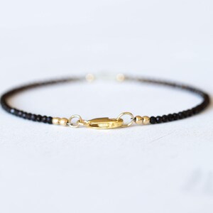 Smoky Quartz Bracelet with Rainbow Moonstone, Dainty Beaded Shaded Ombre Jewelry image 3