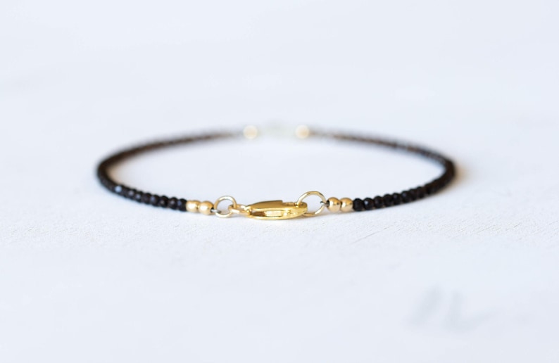Smoky Quartz Bracelet with Rainbow Moonstone, Dainty Beaded Shaded Ombre Jewelry image 3