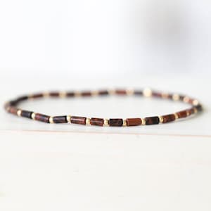 Mahogany Obsidian Tube Bead Stretch Bracelet