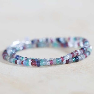 Multi Gemstone Beaded Necklace or Multi Wrap Bracelet, Rose Gold Filled or Sterling Silver Jewelry image 3