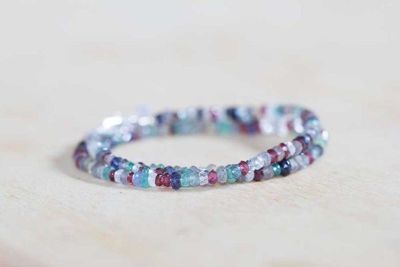 Multi Gemstone Beaded Necklace or Multi Wrap Bracelet, Rose Gold Filled or Sterling Silver Jewelry image 3