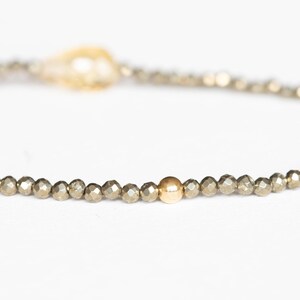 Dainty Pyrite Stretch Bracelet with Citrine, Delicate Beaded Multi Gemstone Jewelry image 6