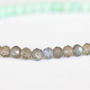 Chrysoprase and Labradorite Stretch Bracelet, Beaded Green Elastic Stacking Jewelry image 4