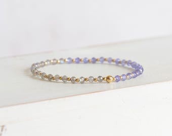 Labradorite & Tanzanite Bracelet with Sterling Silver, Yellow or Rose Gold Filled