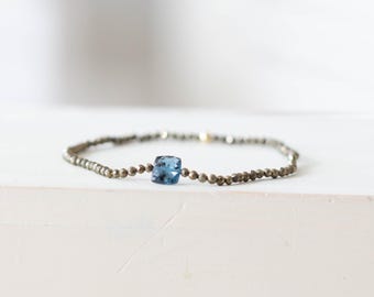 Pyrite & Moss Aqua Kyanite Stretch Bracelet
