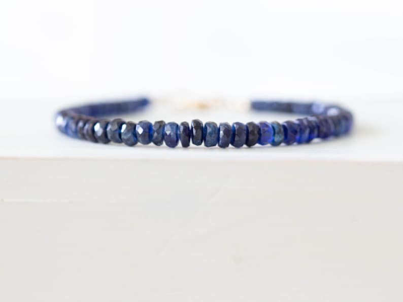 Blue Kyanite Bracelet, Genuine Gemstone Jewelry with Rose Gold Fill or Sterling Silver image 6
