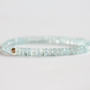 Aquamarine Stretch Bracelet, Beaded Genuine March Birthstone Jewelry