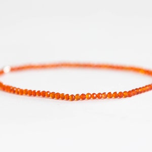 Dainty Carnelian Stretch Bracelet, Beaded Orange Gemstone Stacking Jewelry