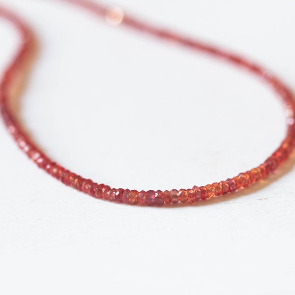 Padparadscha Sapphire Necklace, Dainty Wrap Bracelet or Choker, Rose Gold Filled or Sterling Silver