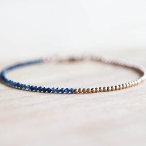 Pulseira de Safira Azul, Prata de Lei, Ouro Amarelo ou Rosé Preenchido, Conjunto de Joias Delicadas com Pedra de Nascimento de Setembro imagem 2