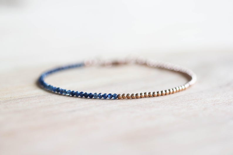 Pulseira de Safira Azul, Prata de Lei, Ouro Amarelo ou Rosé Preenchido, Conjunto de Joias Delicadas com Pedra de Nascimento de Setembro imagem 2