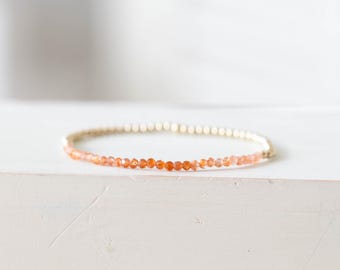 Shaded Sunstone Stretch Bracelet: Sterling Silver, Yellow or Rose Gold Filled