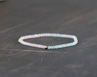 Aquamarine & Morganite Stretch Bracelet: March Birthstone Jewelry with Sterling Silver, Yellow or Rose Gold Filled