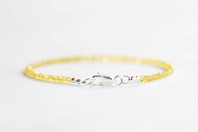 Yellow Sapphire Bracelet, Dainty September Shaded Birthstone Jewelry, Sterling Silver or Rose Gold Fill image 3