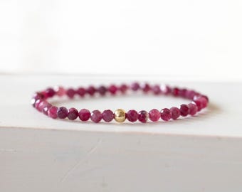 Pink Tourmaline Stretch Bracelet: Faceted Rubellite Jewelry