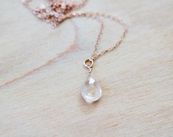 Sunstone Pendant Necklace: Sterling Silver, Yellow or Rose Gold Filled