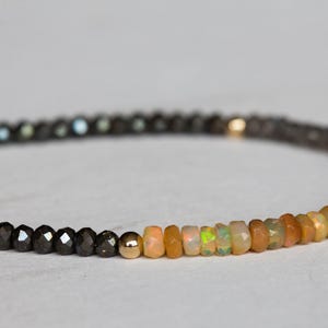 Opal, Pyrite & Labradorite Bracelet, Delicate Gemstone Beaded Bracelet, Labradorite Jewelry, Beaded Pyrite Bracelet, Multi Gemstone Stacking image 5