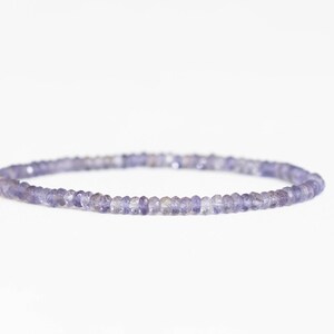 Iolite Stretch Bracelet, Dainty Genuine Blue Gemstone Jewelry image 3