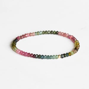 Tourmaline Stretch Bracelet, Genuine October Birthstone Gemstone Jewelry