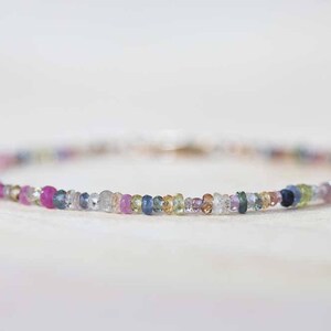 Multi Color Sapphire Bracelet, Rose Gold Fill or Sterling Silver, Delicate Beaded September Birthstone Jewelry image 2