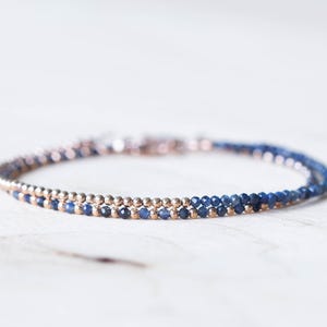 Pulseira de Safira Azul, Prata de Lei, Ouro Amarelo ou Rosé Preenchido, Conjunto de Joias Delicadas com Pedra de Nascimento de Setembro imagem 1