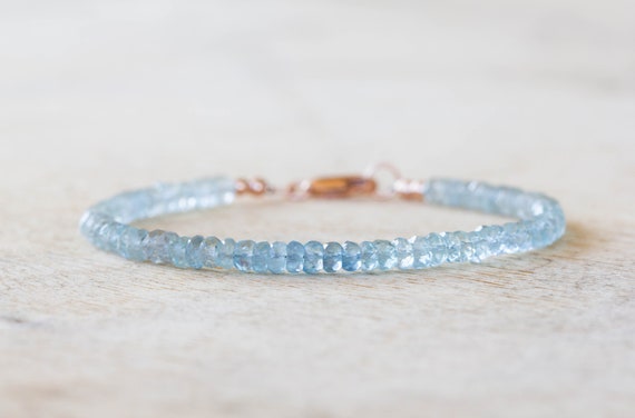 Aquamarine rose gold bracelet clearance