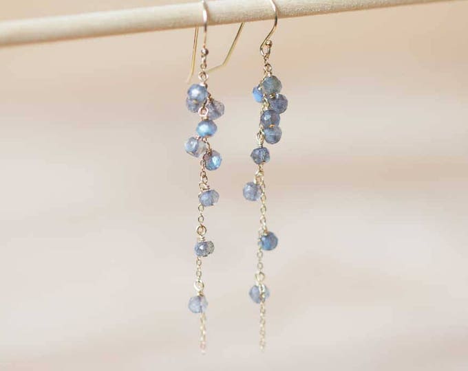 •LUNA• labradorite + citrine + gold dangle earrings