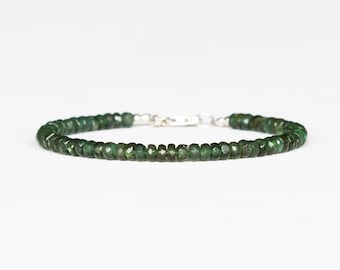 Chrome Green Apatite Beaded Bracelet, Genuine Green Gemstone Jewelry