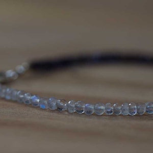 Rainbow Moonstone, Iolite & Sapphire Bracelet, Dainty Shaded Blue Sapphire Jewelry, Sterling Silver Rose Gold Fill Moonstone Bracelet image 5