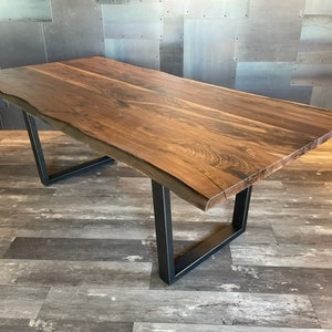 Live Edge Table | Walnut Dining Table | Steel Base | Made In USA | Handmade | Kitchen Table | FREE Shipping! | Made In Montana!