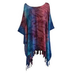 BOHO HIPPIE Tie Dye Tunic Blouse Kaftan Top ladies maxi Poncho Top Summer blouse women plus size boho tops kaftan hippie Fit from  1X to 5X