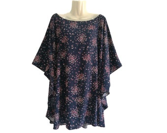 Tie Dye Art Batik Damen Maxi Bluse Poncho Top Sommer Tunika Bluse Damen plus Größe Boho Oberteile Kaftan Hippie Fit von XL bis 5X